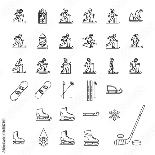 ice hokey and snowdriver different action silhouette pack