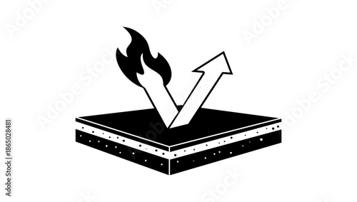 symbol of fireproof fabric, material, black isolated silhouette