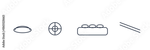 Sushi Platter Vector Symbols with Nigiri, Maki Rolls and Chopsticks