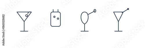 Premium Mocktail Icon Set with Elegant Non-Alcoholic Drink Line Icons