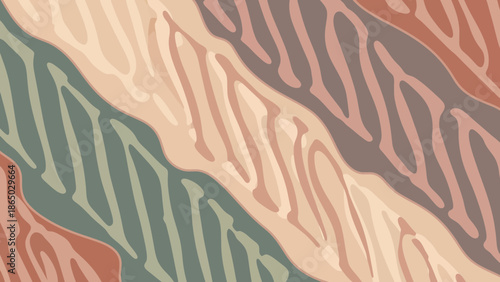 Abstract Earthy Tones Pattern with Organic Shapes and Lines 1.