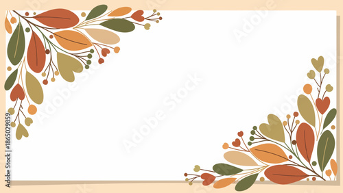 Autumnal Floral Corner Accents for Elegant Design.