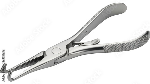 Stainless steel hose clamp pliers with textured grip and serrated jaws png isolated transparent background