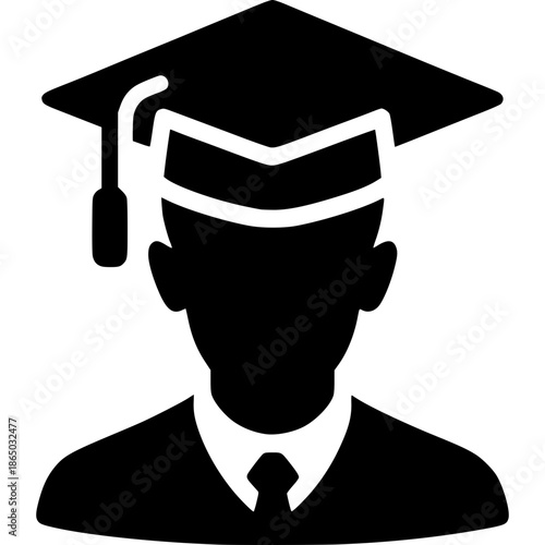 Graduation silhouette: A simple silhouette captures the essence of graduation, symbolizing a significant milestone in one's academic journey. The figure, attired in a graduation cap and gown.