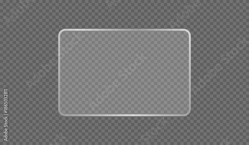 Glassmorphism rounded rectangle frames set isolated on transparent background for modern design