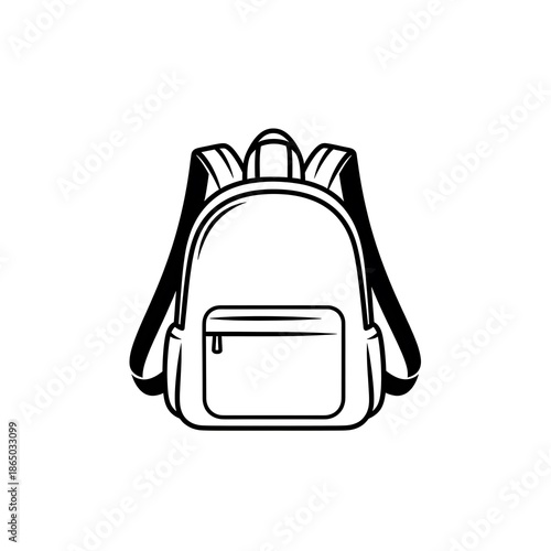 Backpack Outline Icon - School Bag Travel Rucksack Vector Illustration