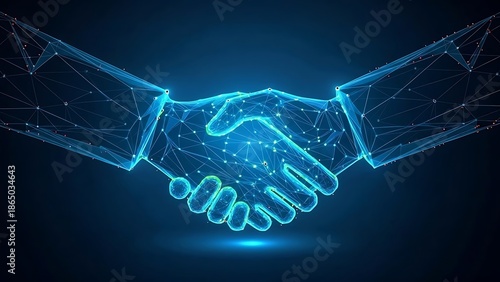 Digital handshake and technology partnership concept