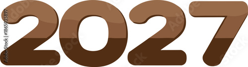 2027 modern gradient number typography illustration featuring bold brown style digits for calendar new year and design projects