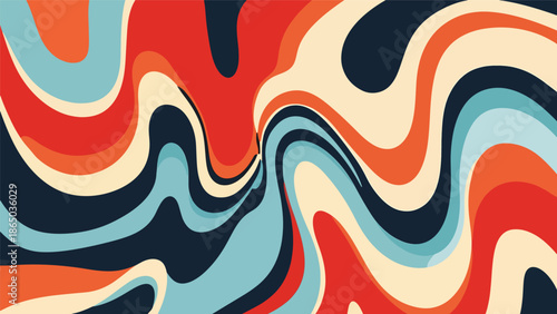 Urban mural vector artwork with flowing organic shapes and rhythmic movement across a stylized wall surface, graffiti-inspired flat design perfect for modern wallpapers and posters