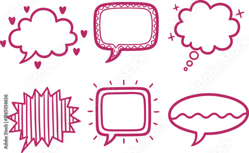 Hand Drawn Vector Speech Bubbles and Thought Clouds Set for Comic Strips Social Media Icons and Communication Design Elements Isolated on White