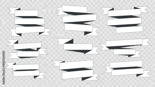 A versatile vector collection of elegant white ribbon banners and decorative scrolls, perfect as a blank canvas for announcements, promotions, or stylish labels in graphic design projects