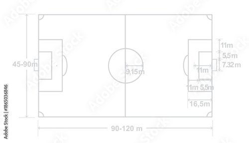 Soccer field dimensions. vector illustration