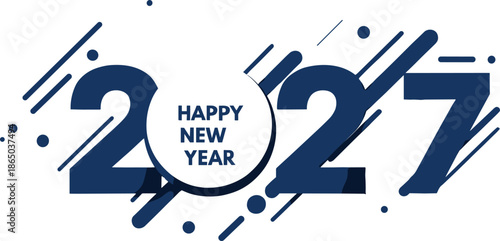 Happy New Year 2027 modern abstract typography illustration with bold geometric numbers and dynamic festive celebration design