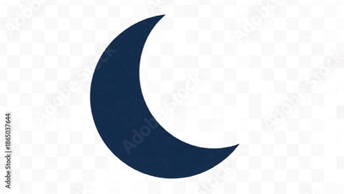 A sleek and minimalist dark blue crescent moon icon, symbolizing nighttime, celestial beauty, dreams, and tranquility, perfect for web design, app interfaces, or nocturnal themes