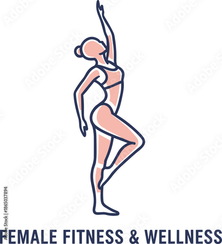 Minimalist female fitness and wellness logo design featuring a stylized woman in a yoga pose for health and meditation branding identity