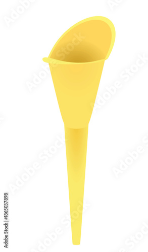 Yellow plastic funnel. vector illustration