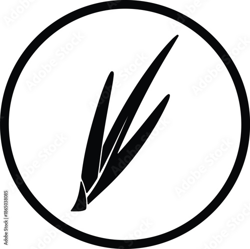 Silhouette of grass blades inside a circle Vector Illustration