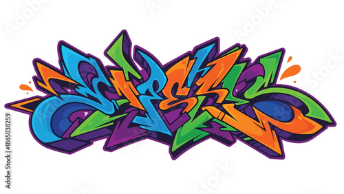 Graffiti-style urban mural vector artwork with expressive curves, bold contrasts, and balanced negative space, flat design suitable for professional commercial and editorial use