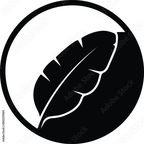 Silhouette Tropical Banana Leaf Icon Design Circle Frame Vector Illustration