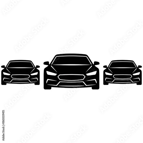 modern car silhouette vector icons - automotive fleet front view illustration