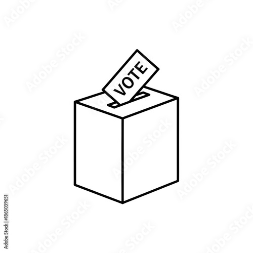 line art icon of a vote ballot being placed in a ballot box