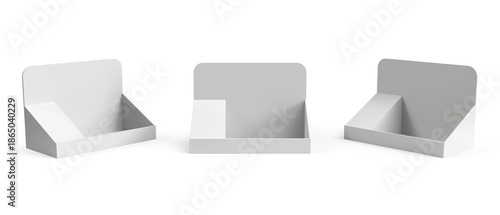 Empty Product Display Tray. Supermarket Promotional Display Rack. Counter top display. PDQ Display Box. 3D Render Illustration.