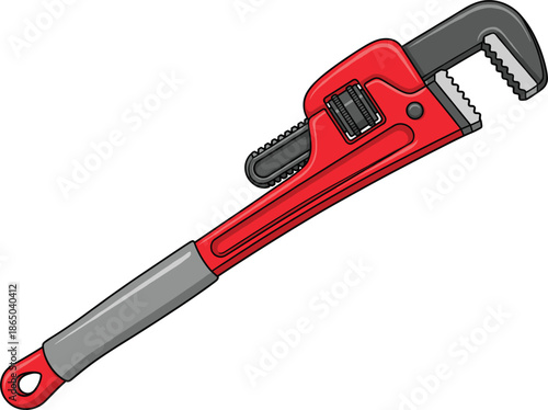 Adjustable pipe wrench vector illustration isolated on white background for plumbing repair construction and mechanical tool design