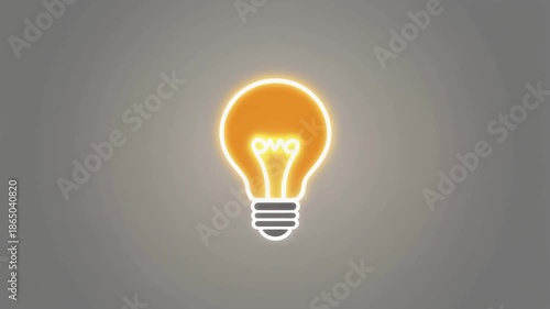 Illuminated Light Bulb Idea Concept Glowing Orange Warm Light Against Dark Gray Background Simple Minimalist Design