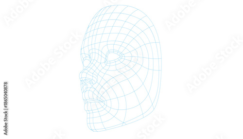 Realistic man head polygonal skin. Abstract lines, triangles and particle style design.
