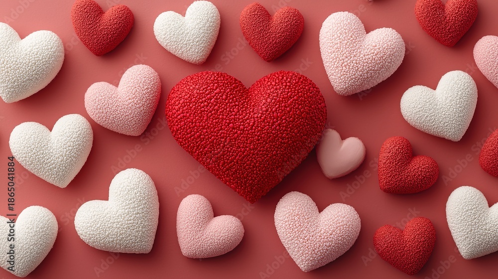 Obraz premium Valentine's day heart decorations festive atmosphere image collection romantic setting close-up view celebration concept