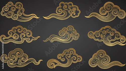 Traditional Golden Chinese Cloud Patterns