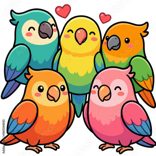 parrots, birds, tropical birds, colorful birds, bird group, bird family, love, affection, hearts, romance, companionship, togetherness, animals, wildlife, nature, exotic birds, pair bonding, social bi