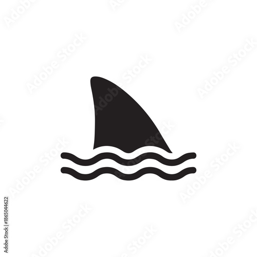 Shark attack warning sign with shark dorsal fin swimming in water flat vector icon for apps and print
