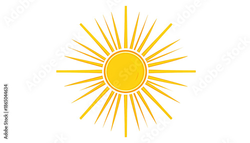 Animated depiction of a sun radiating rays, set against a stark black background. It appears cartoonish and bright