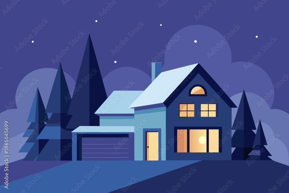 Fototapeta premium winter landscape with house