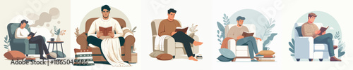 A Person Reading a Book Vector Illustration