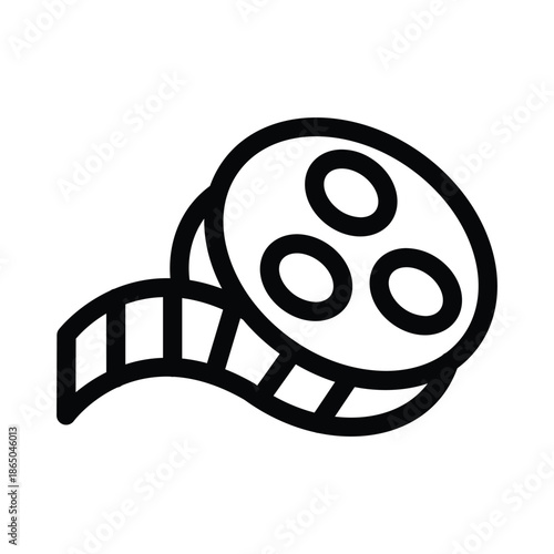 film reel with unwind film strip outline icon vector design good for web or mobile app