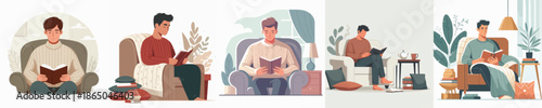 A Person Reading a Book Vector Illustration