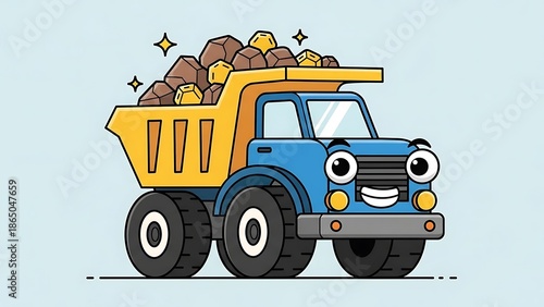 Wallpaper Mural Cartoon Dump Truck with Smiling Face. Torontodigital.ca
