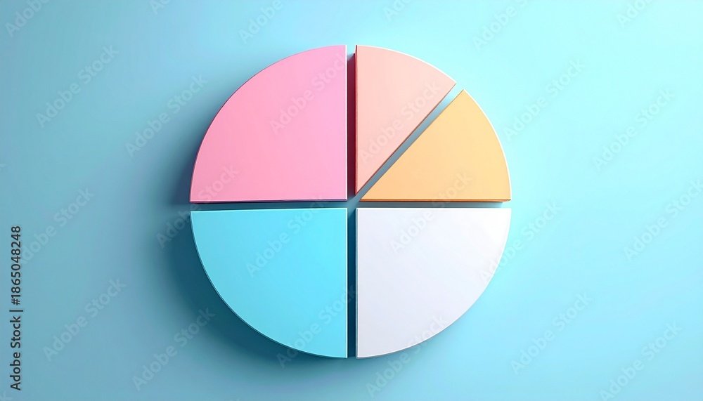 Fototapeta premium 3D Colorful Pie Chart Infographic on Clean White Background for Business Analytics