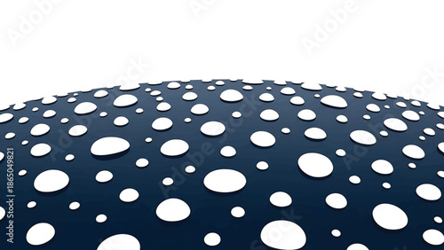 An abstract, curved surface illustration with a dark blue background scattered with numerous white, oval-shaped elements, creating a visually interesting pattern