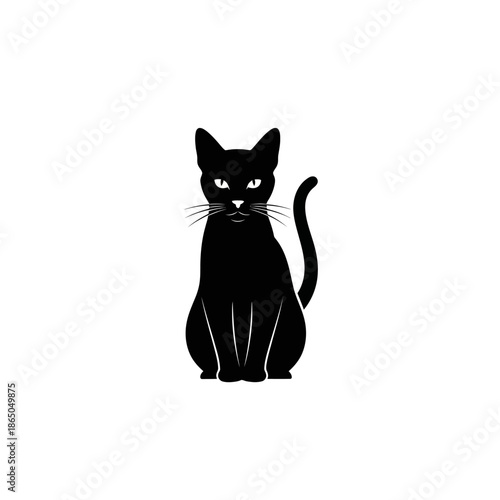 Elegant Black Cat Silhouette with Intense Gaze.