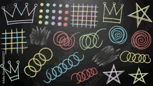 Colorful chalk scribbles on a blackboard evoke childhood memories and artistic expression