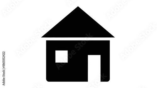 Simple House Home Building Icon Isolated White Background
