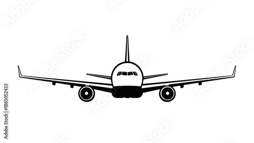 Front View Modern Airplane Aircraft Jet Isolated White Background