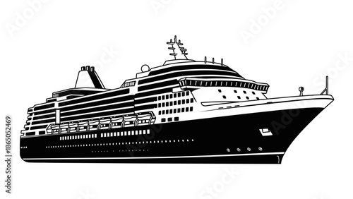 Grand Large Cruise Ship Sailing on the Ocean in Bright Studio