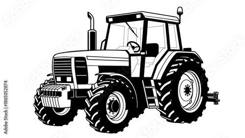 Classic Farm Tractor Vehicle for Agriculture on Isolated White Background