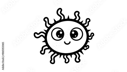 Cute Happy Smiling Cartoon Bacteria or Germ Microbe, isolated white background.
