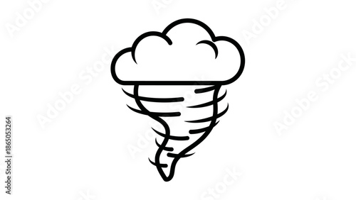 Stylized Tornado Swirl Icon Representing Natural Disaster and Weather Warning, Isolated White Background