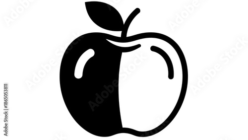 Simple apple fruit outline icon, isolated white background